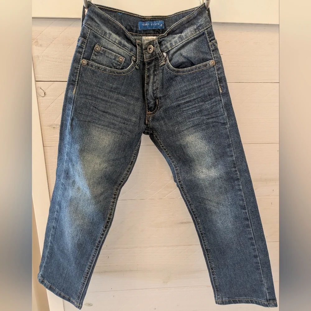 👖 NEW Perry Ellis Boy's Stretch Slim Straight Blue Jeans; Size: 4 - Picture 4 of 6